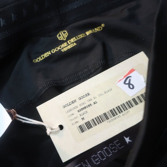 NWT Womens Golden Goose (Item- 8) Black White Logo Drawstring Leggings M - Picture 9 of 10